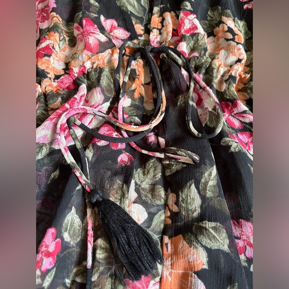 Women’s American Eagle Outfitters Floral Chiffon Front Tie Kimono Top - Picture 4 of 9